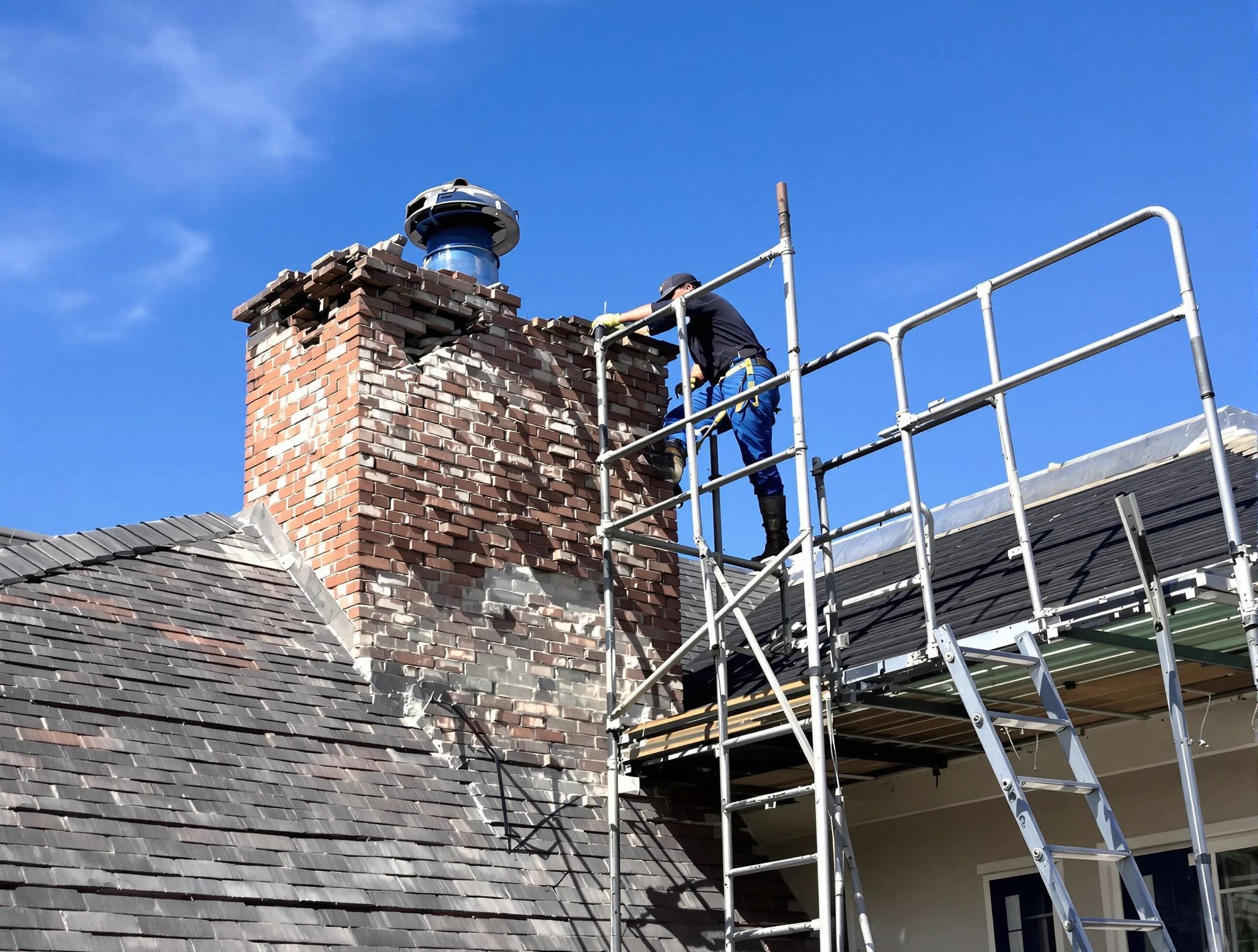 Rebuilding a chimney structure by North Versailles Chimney Sweep in North Versailles, PA