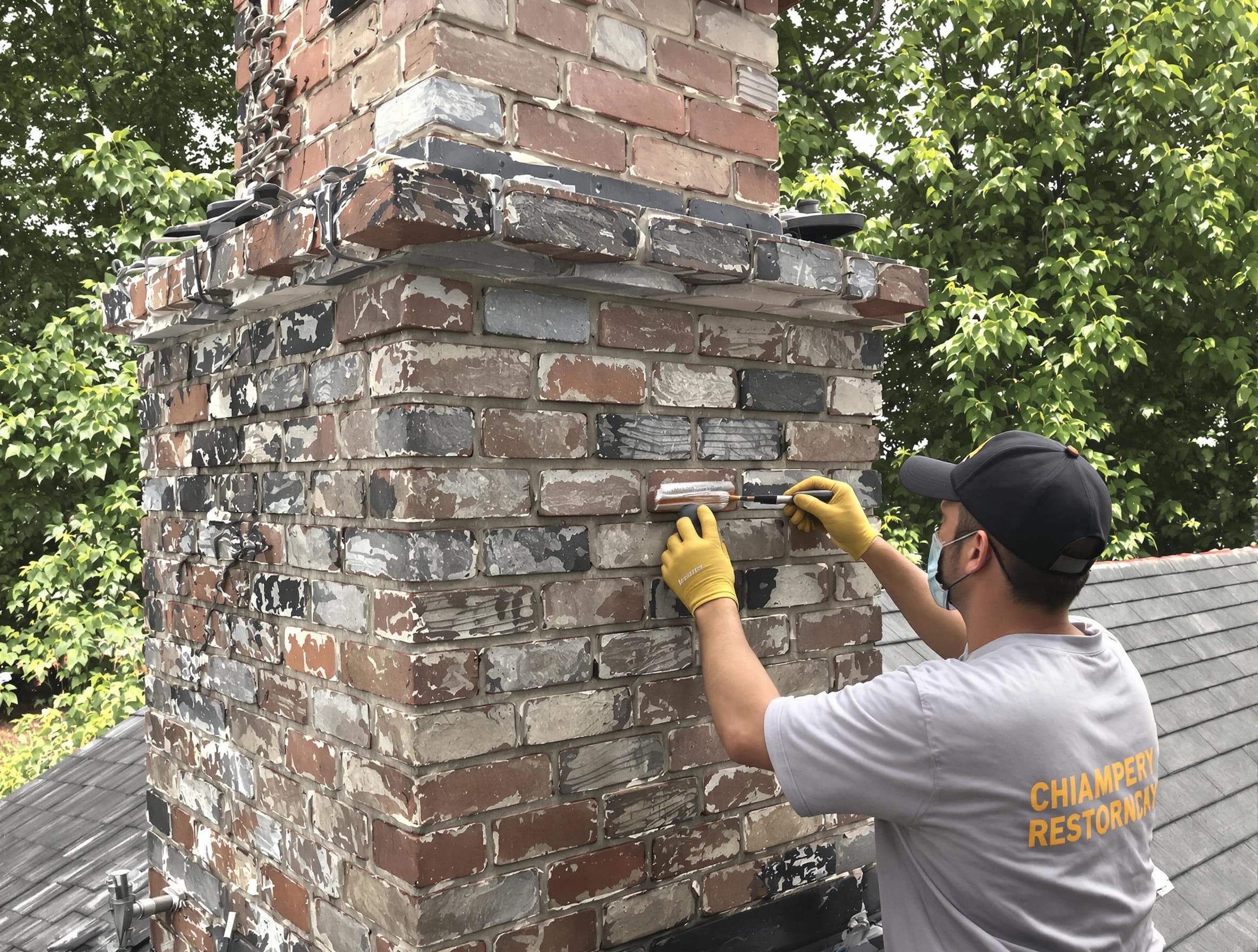 In-progress chimney restoration by North Versailles Chimney Sweep in North Versailles, PA