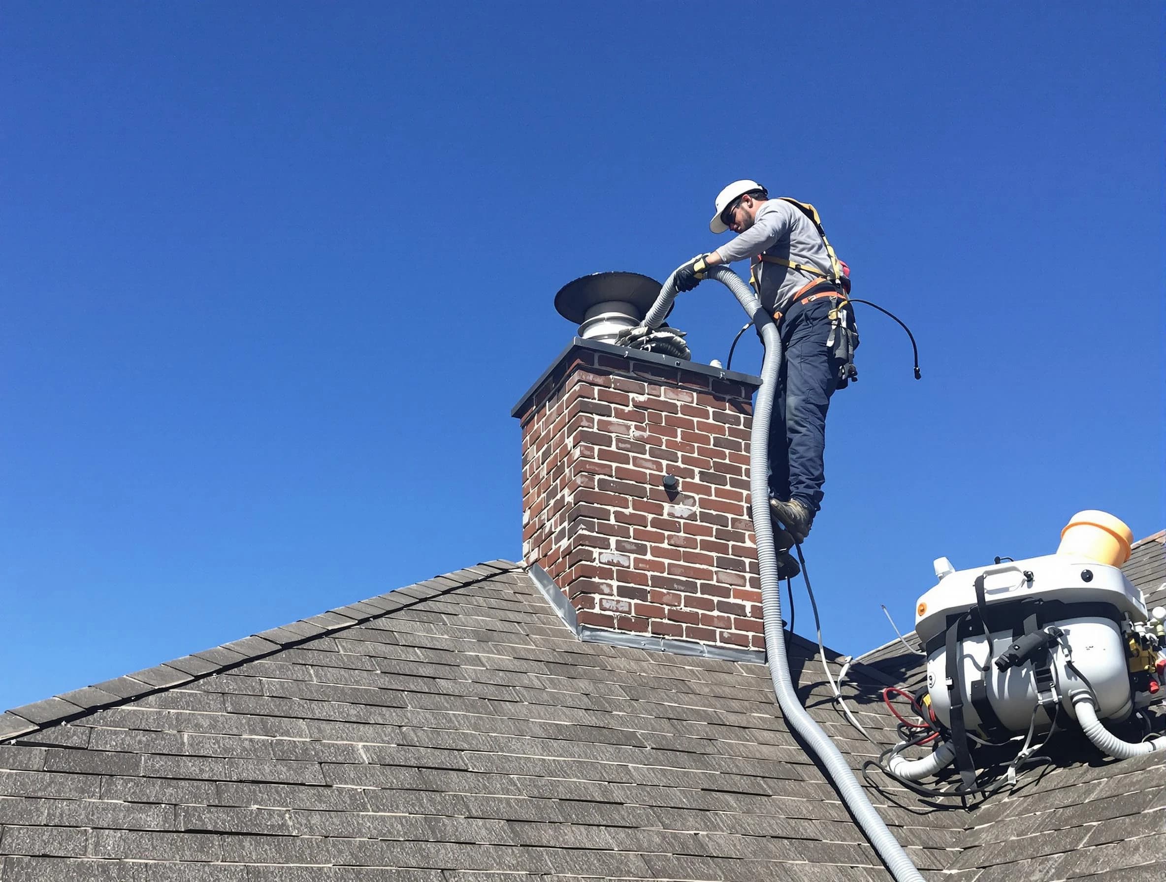 Dedicated North Versailles Chimney Sweep team member cleaning a chimney in North Versailles, PA