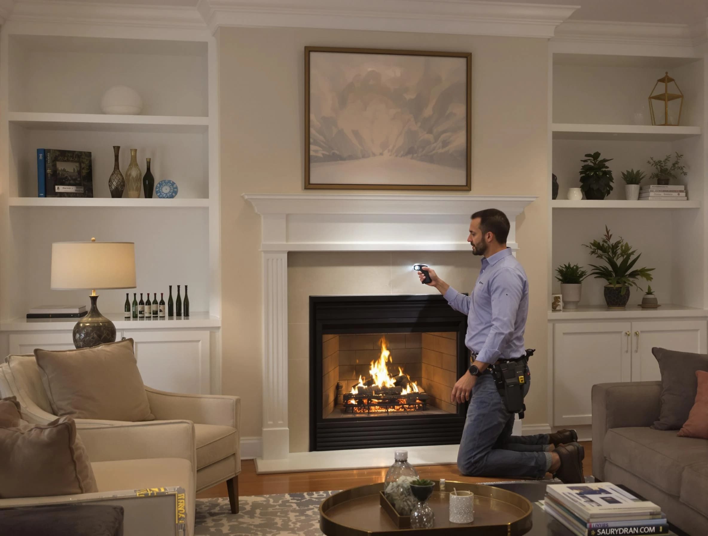 North Versailles Chimney Sweep conducting a fireplace safety inspection in North Versailles, PA