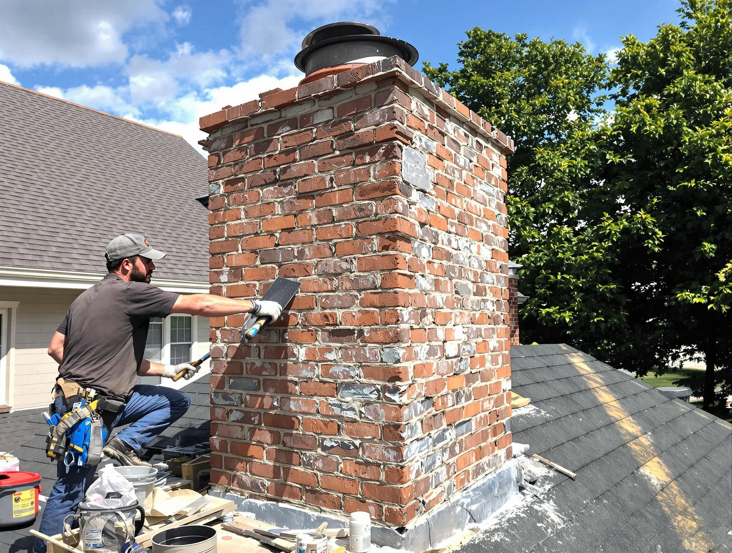 Completed chimney rebuild by North Versailles Chimney Sweep in North Versailles, PA