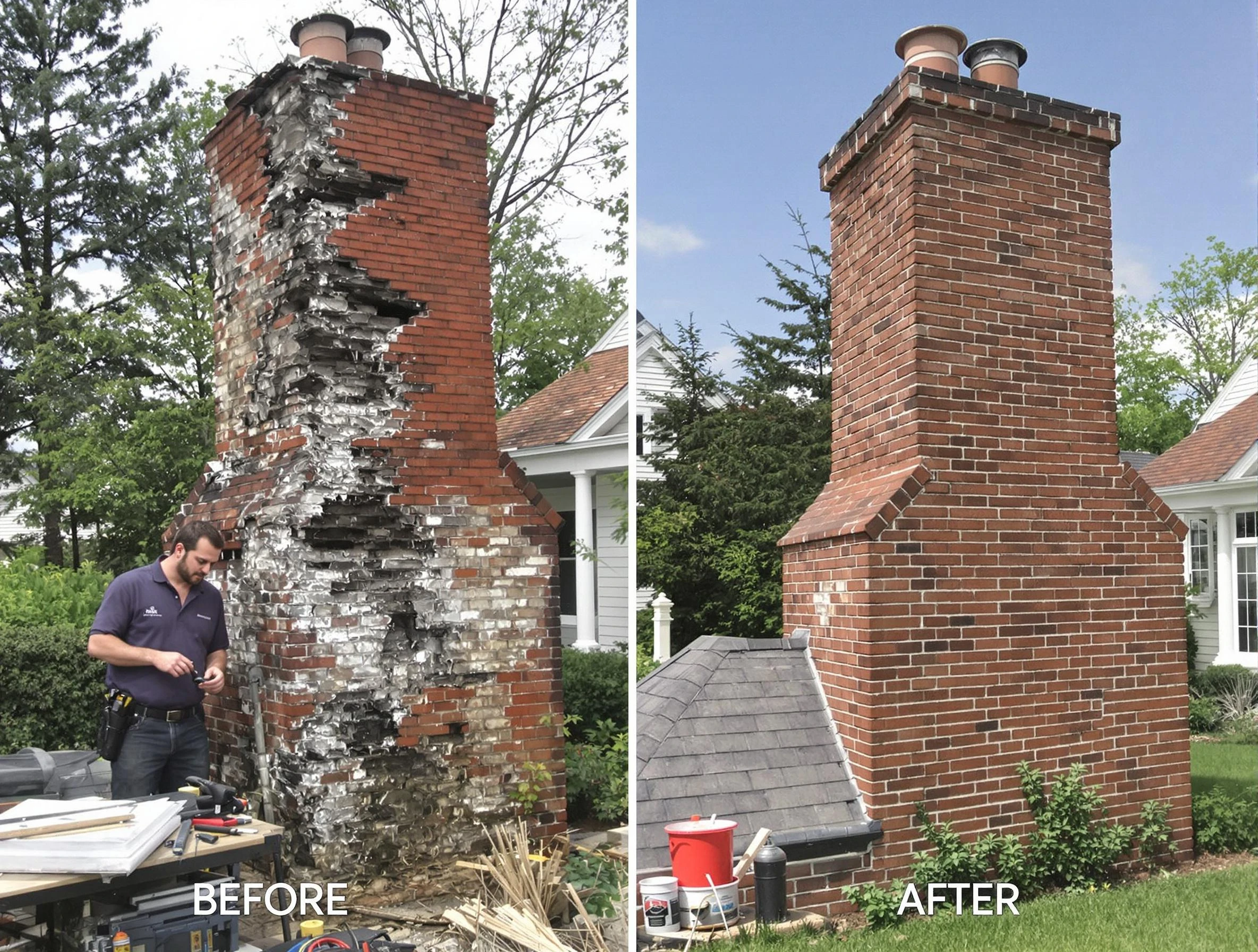 North Versailles Chimney Sweep performing a full chimney restoration in North Versailles, PA